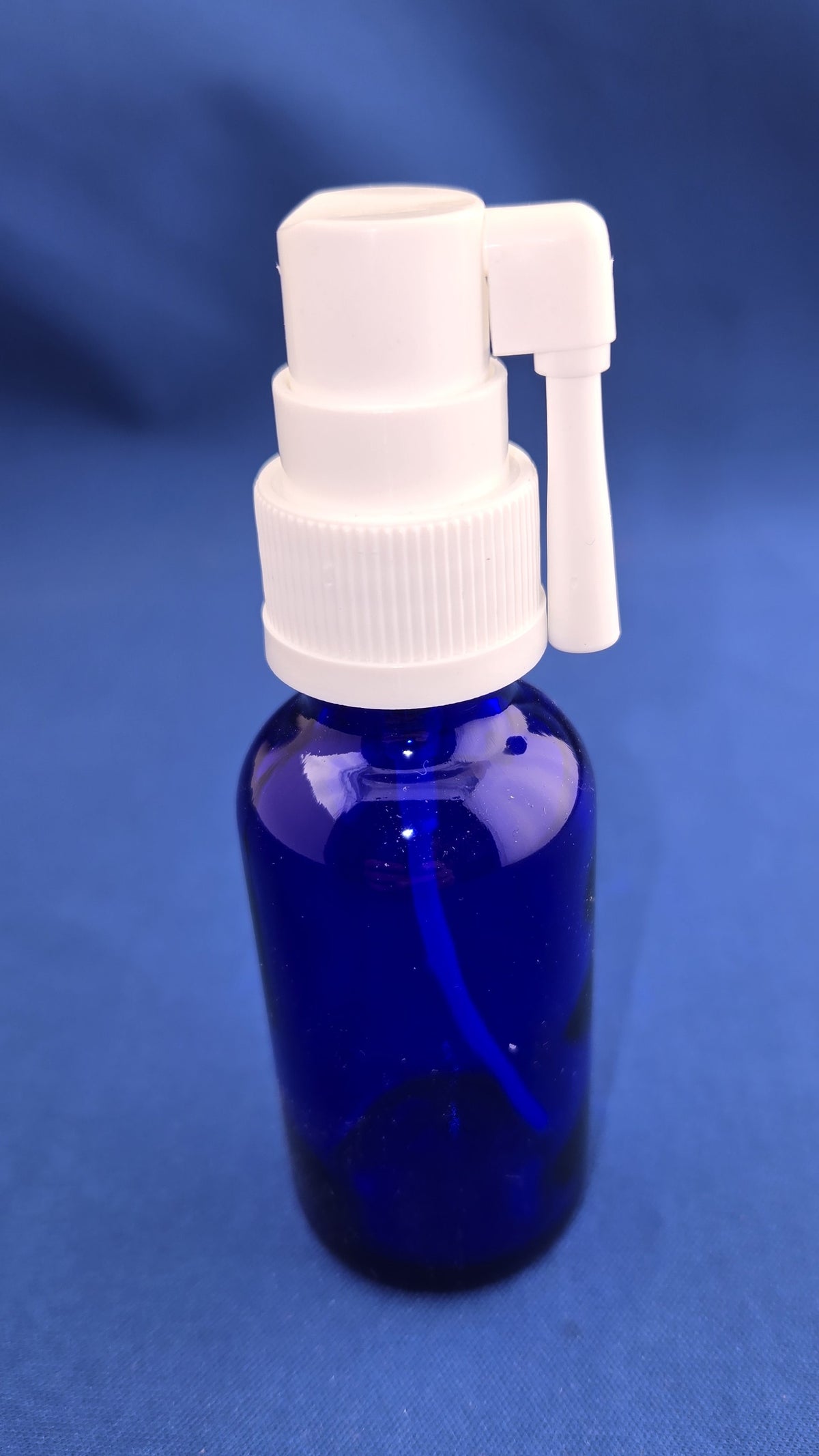 Oral/Throat/Swivel Sprayer Top & Bottle Sets-30 ml Cobalt Blue Glass bottles and ORAL Tops-120-Pack-EMPTY-Unassembled