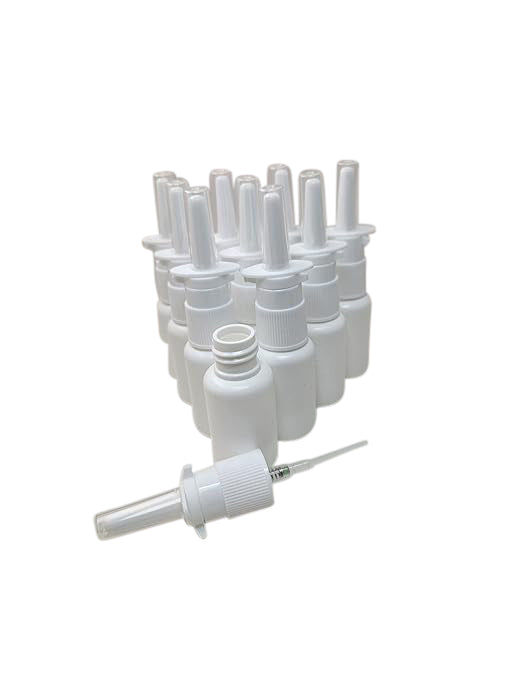 Pharma-quality 20ml HDPE Nasal Pump Sprayer & Bottle Sets 25 Pack-NO LABELS
