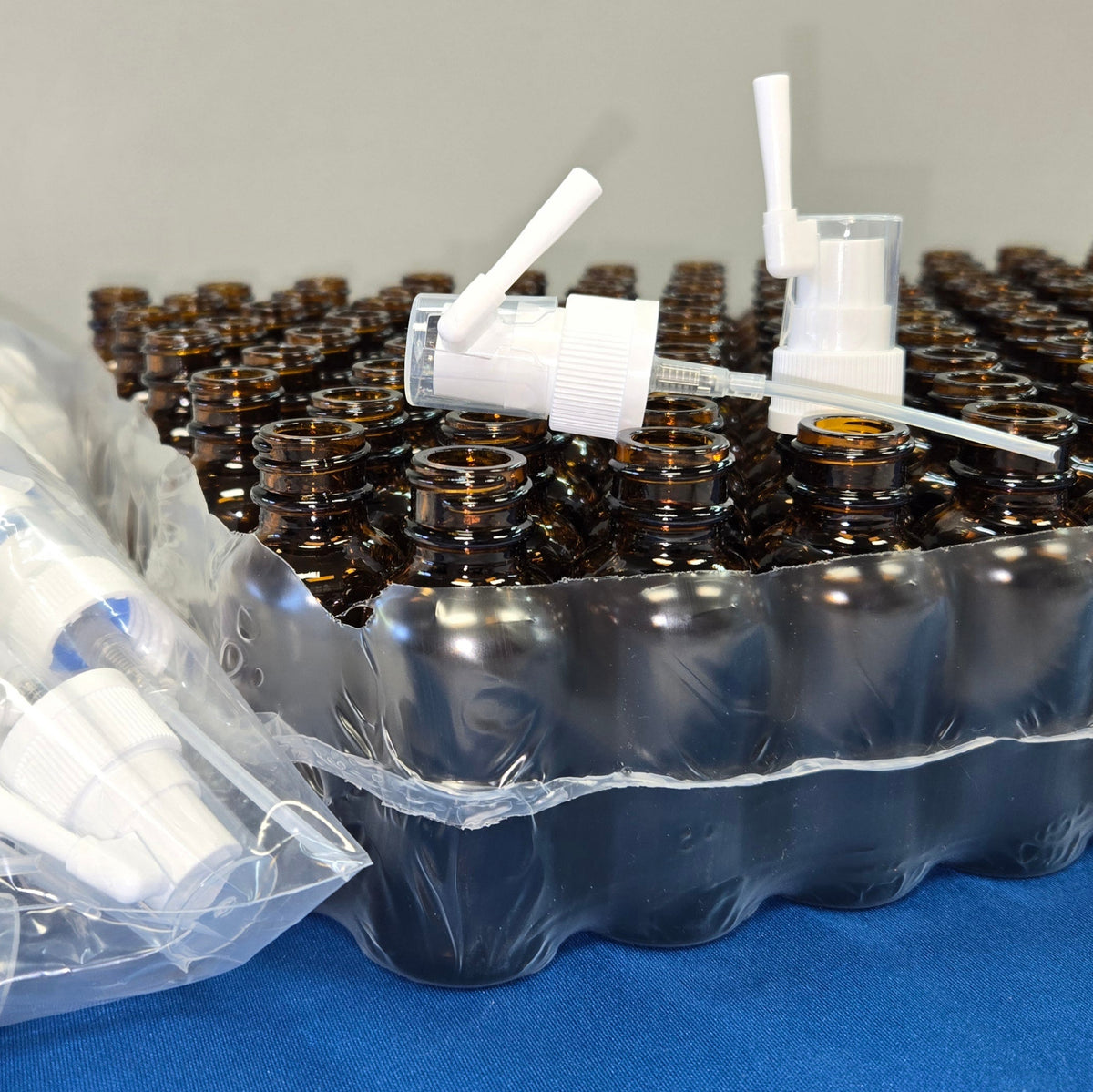 Oral/Throat/Swivel Sprayer & Bottle Sets - 30 ml Amber Glass bottles with ORAL Top -  120-Pack 30ml - EMPTY