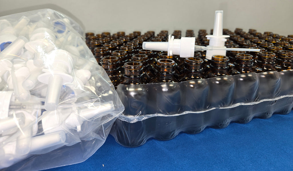 Nasal Sprayer & Bottle Sets - 30 ml Amber Glass bottles with Nasal Top -  120-Pack 30ml - EMPTY