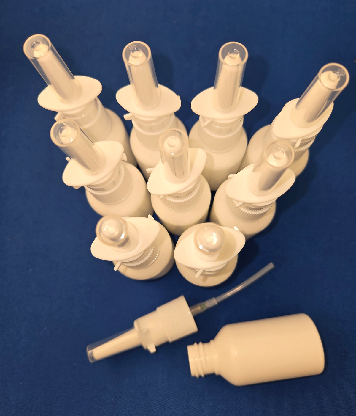 Pharma-quality 20ml HDPE Nasal Pump Sprayer & Bottle Sets 25 Pack-NO LABELS