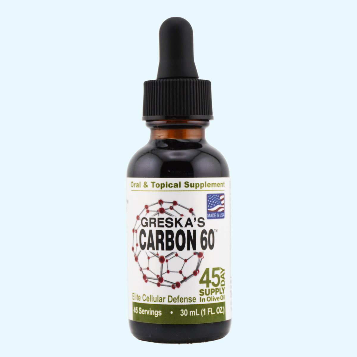 Greska’s 45-Day Supply C60 in Olive Oil Cold pressed, Organic Oral Supplement for Overall Health