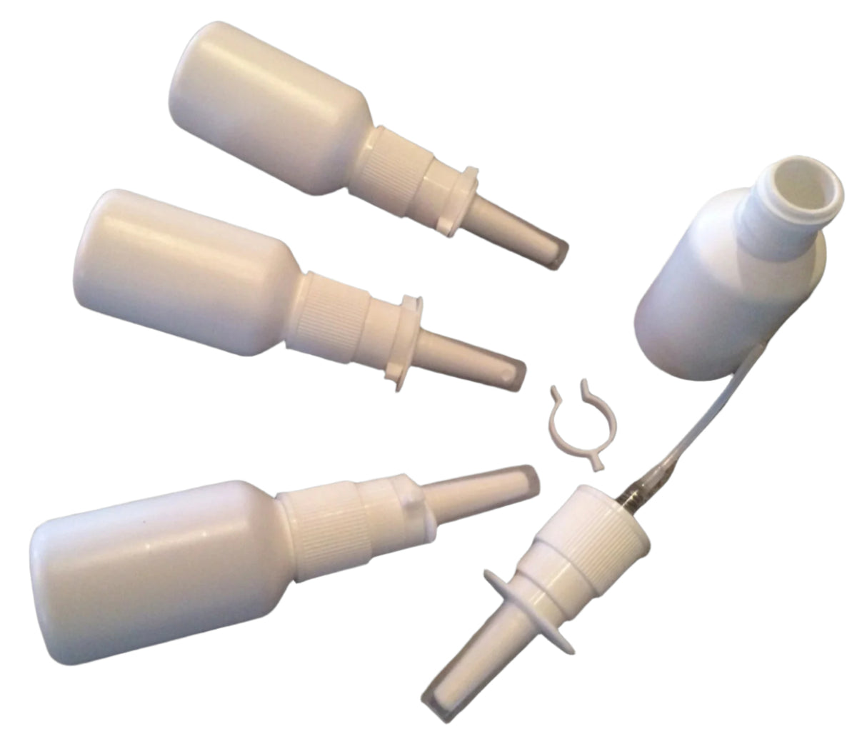 Pharma-quality 20ml HDPE Nasal Pump Sprayer & Bottle Sets 25 Pack-NO LABELS