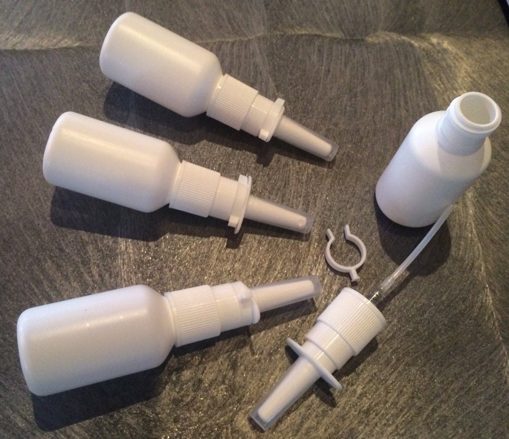 Pharma-quality 30ml HDPE Nasal Pump Sprayer & Bottle Set 10 Pack-NO LABELS