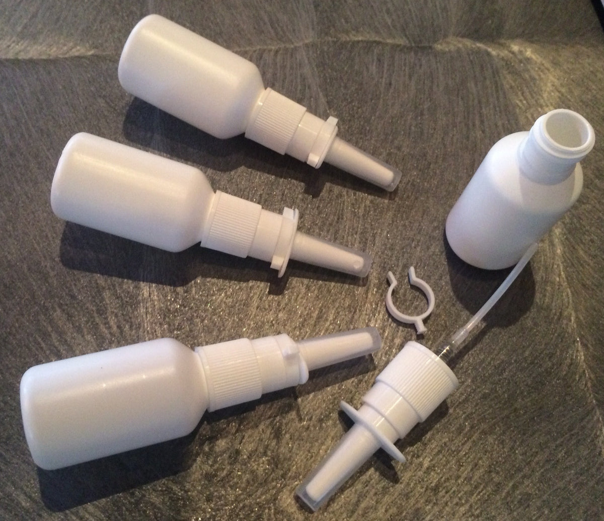 Pharma-quality 20ml HDPE Nasal Pump Sprayer & Bottle Sets 25 Pack-NO LABELS